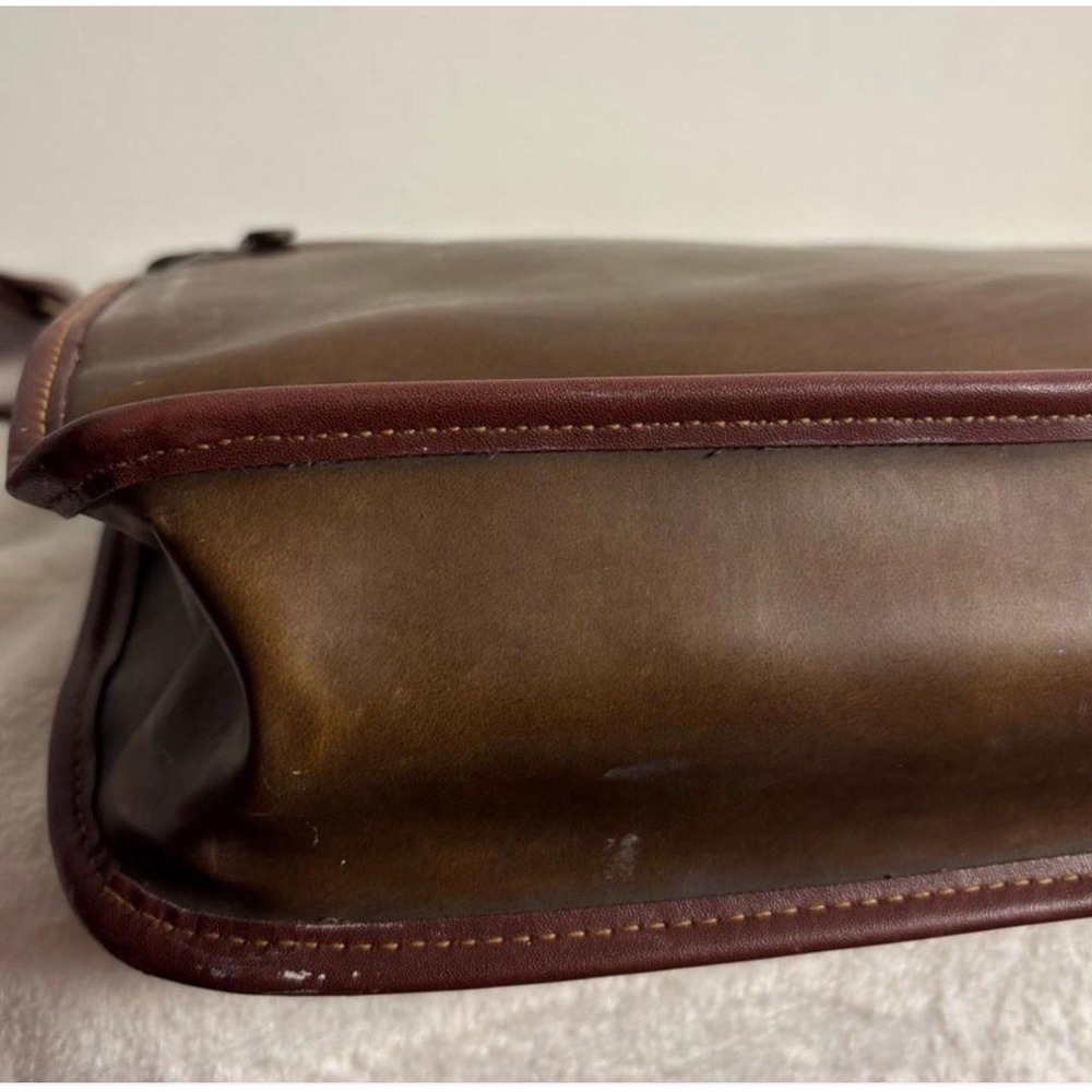 Perry Ellis Vtg Brown Color Block Briefcase w/Strap & Structured Design (1990s) - Picture 6 of 8